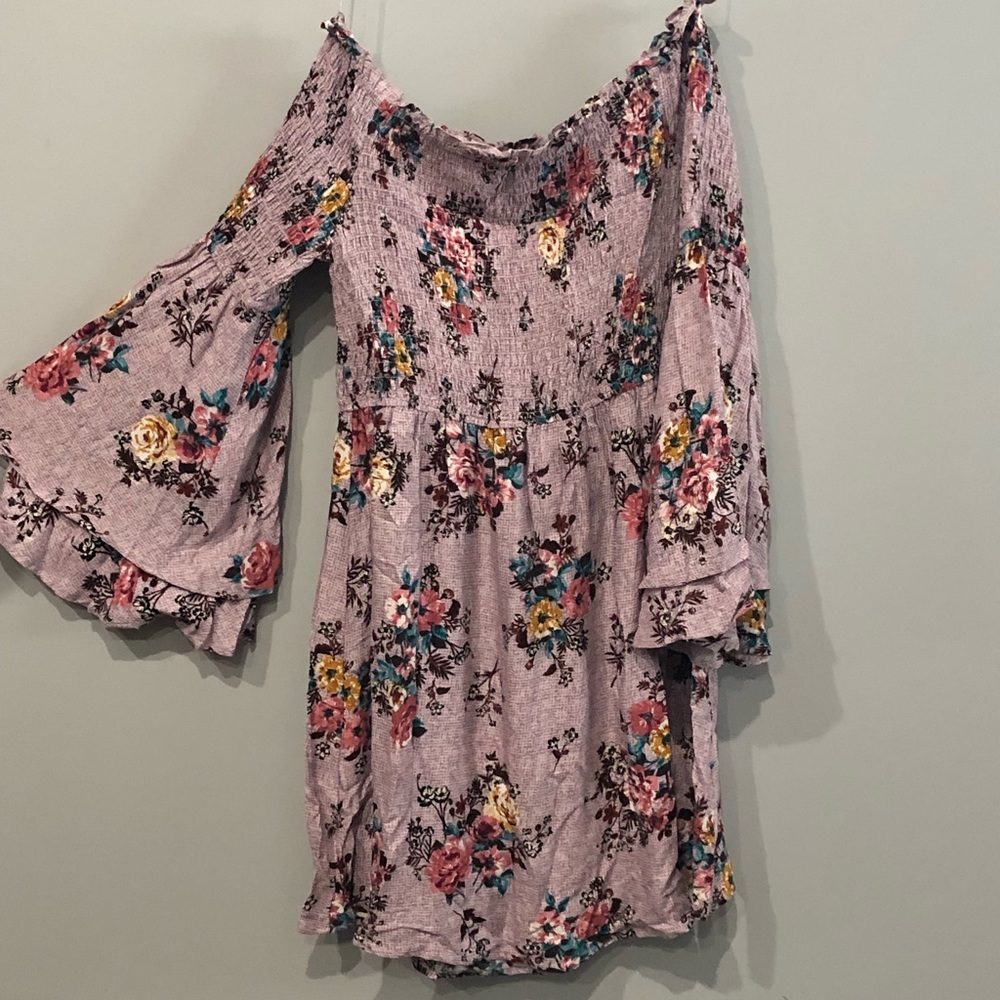 Blue Rair Off Shoulder Dress